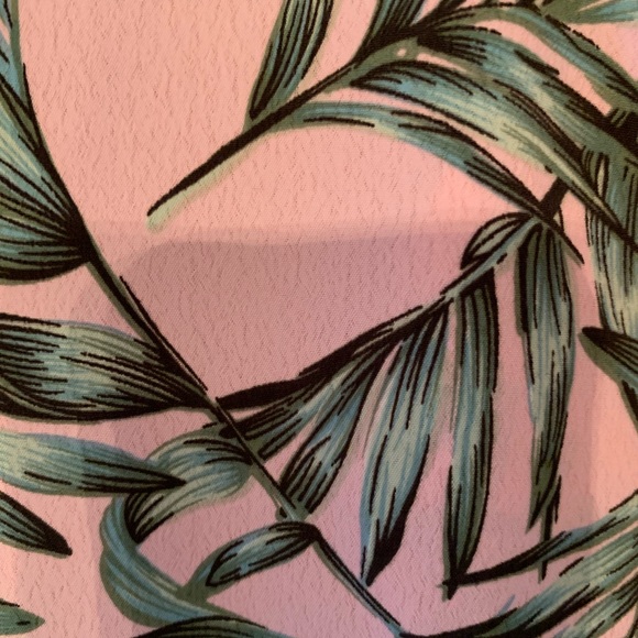 Sugar & Lips, Size Large, Pink with Green Floral Wrap Dress - Picture 4 of 5